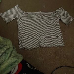 White and gray crop top shirt medium